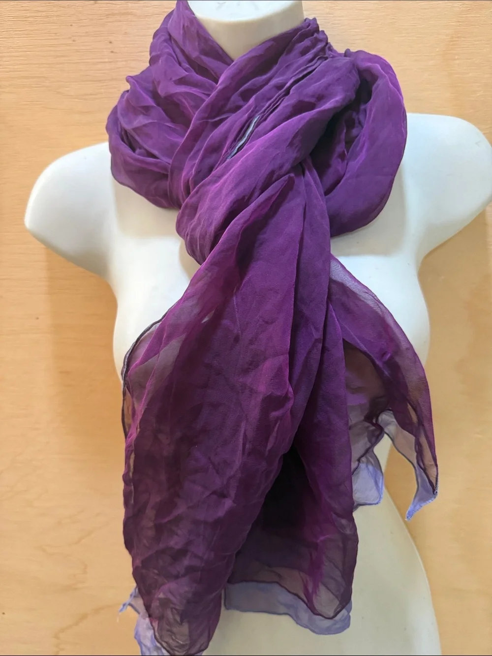 Purple Lightweight Sheer Scarf - 🧣 THYD THRU TYME 100% Silk 76”X22”